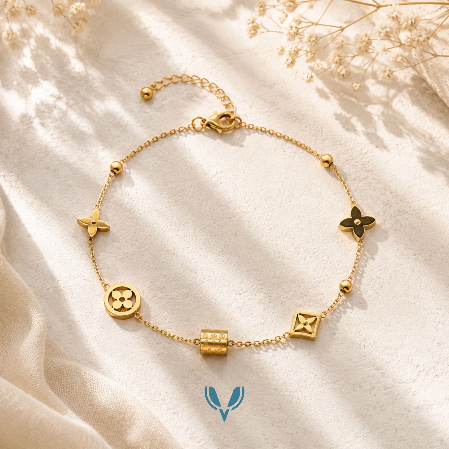 LV' Inspired Charm Bracelet
