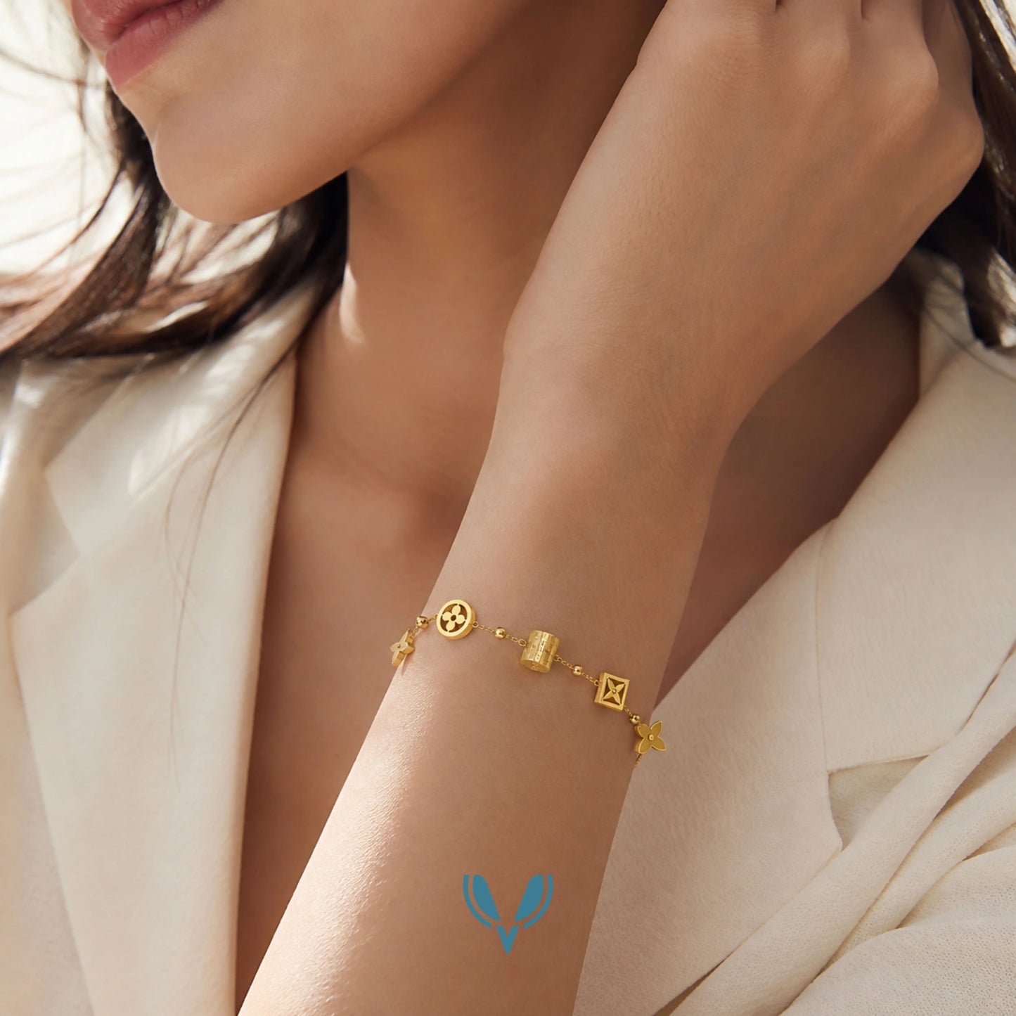 LV' Inspired Charm Bracelet