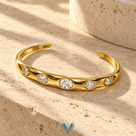 Open Cuff CZ Stone Bracelet