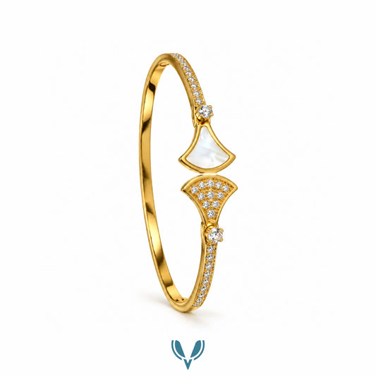 Fan Motif CZ Style Bangle Bracelet
