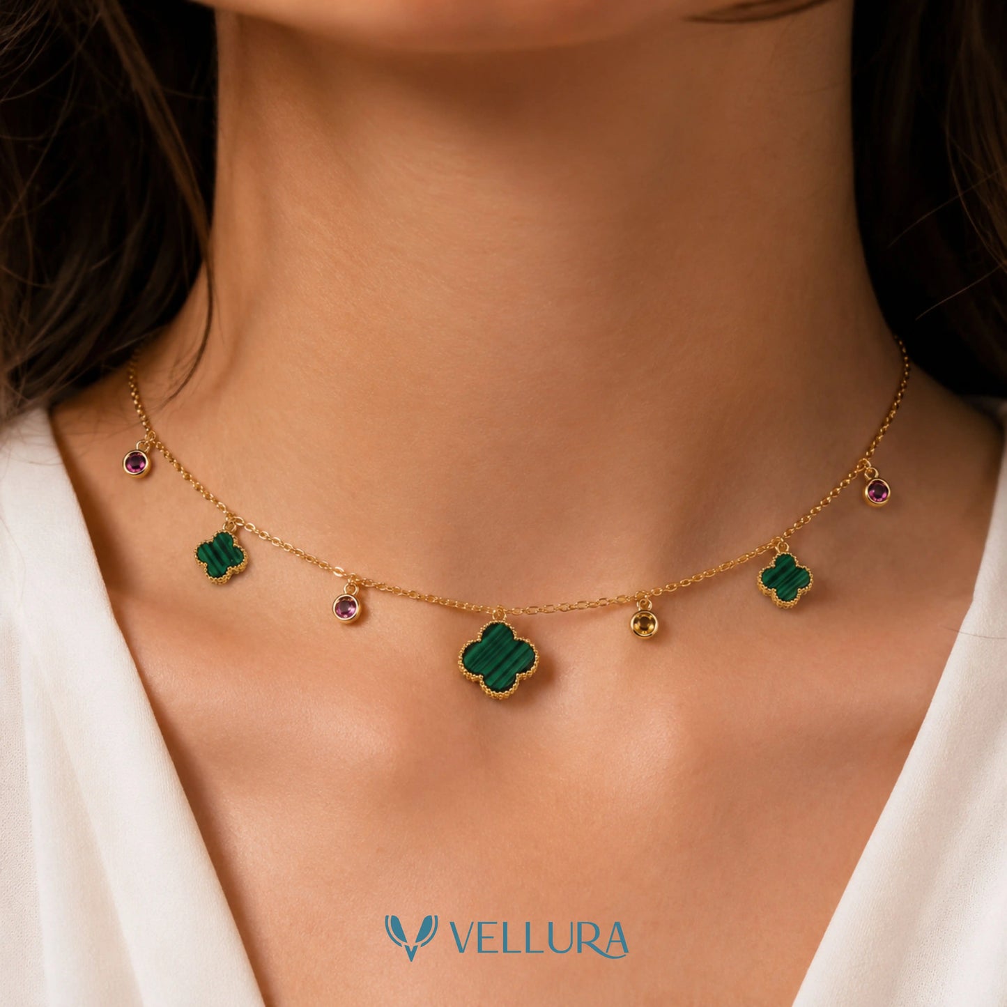 Green Clover Charm Necklace