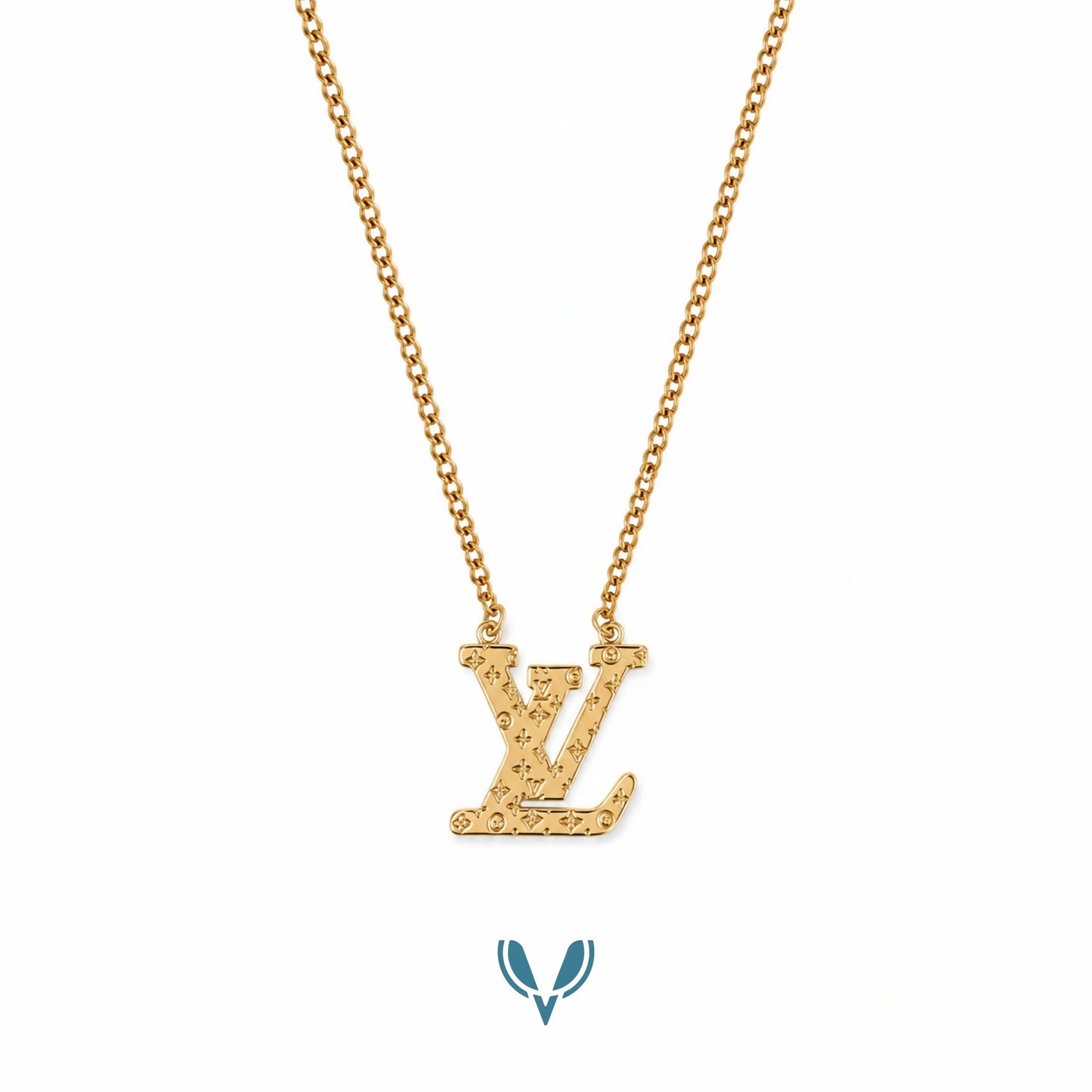 LV' Inspired Monogram Pendant Necklace