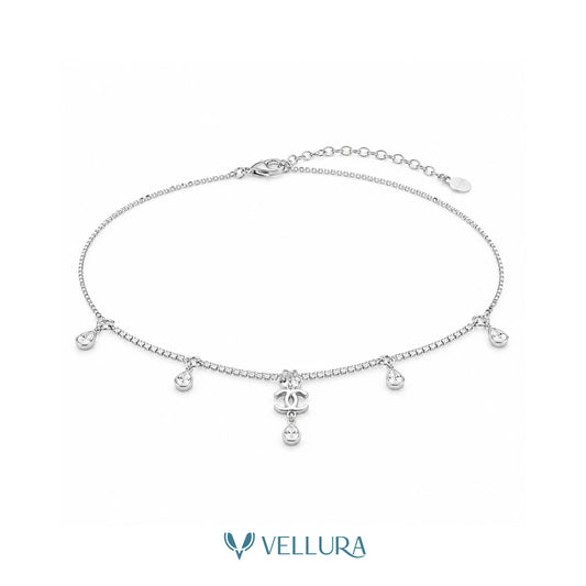 Silver Crystal Drop Necklace
