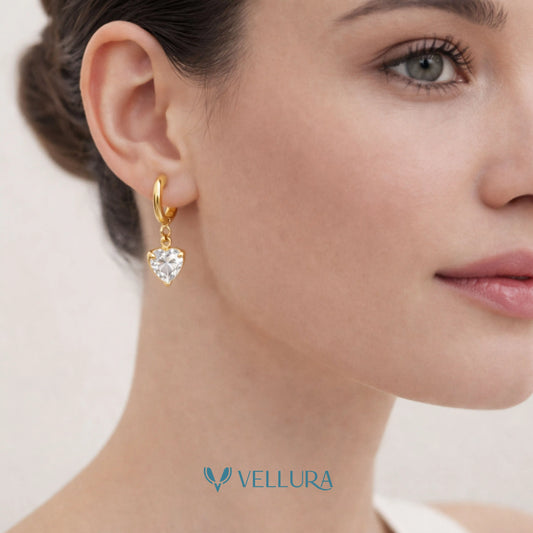 Heart Crystal Drop Earrings