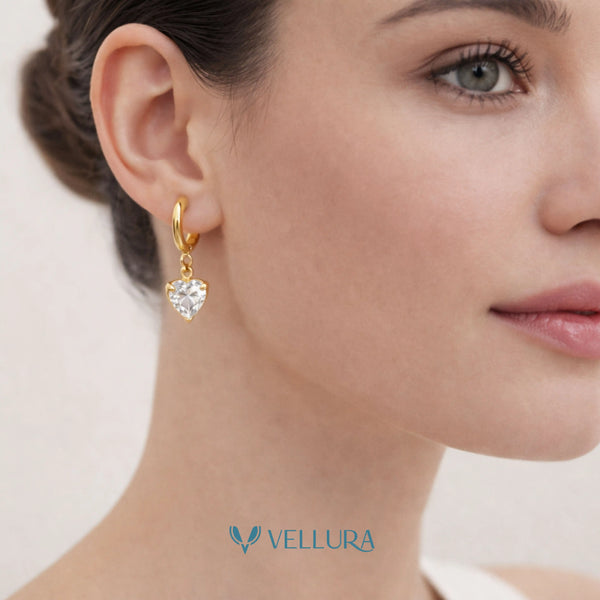 Heart Crystal Drop Earrings