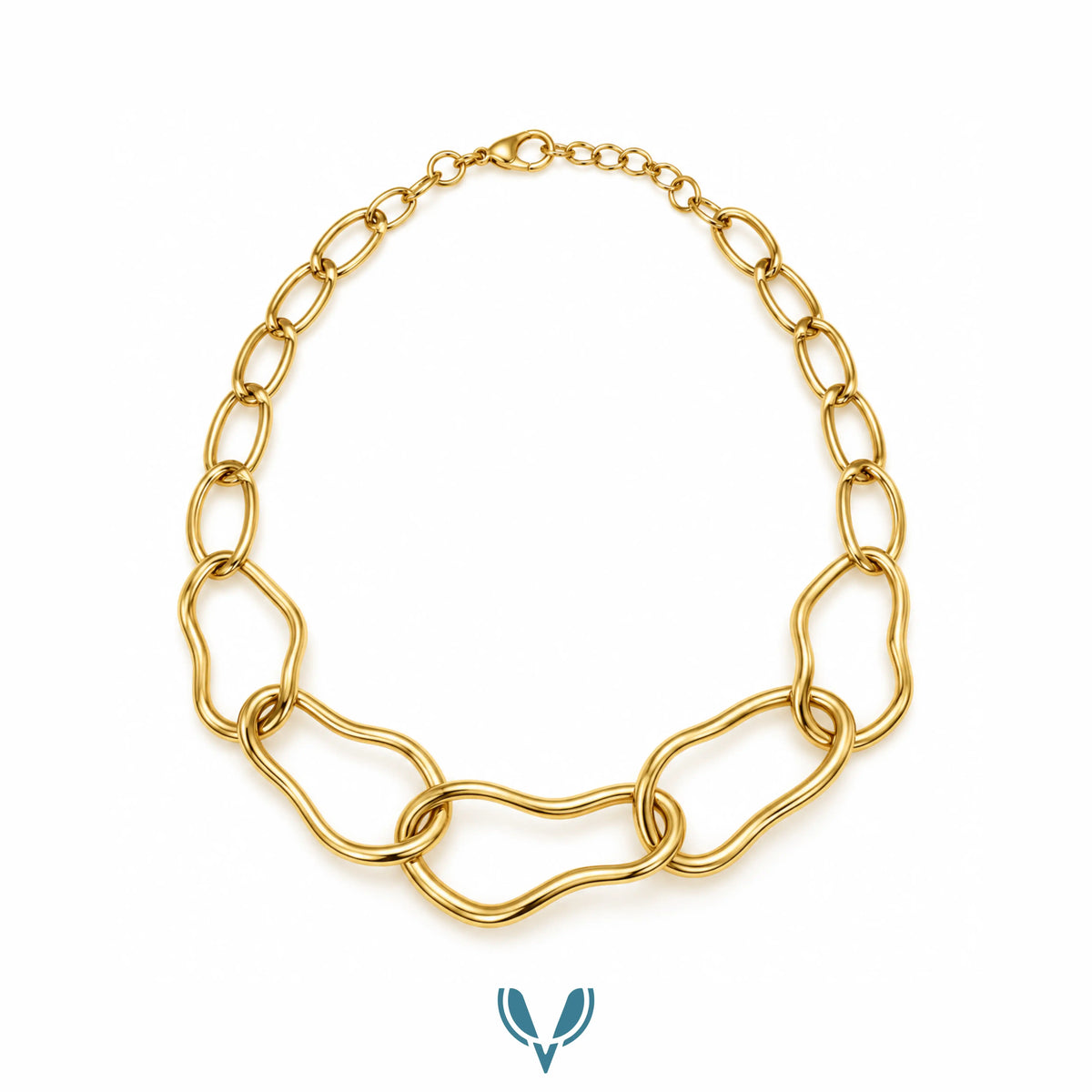 Gold Chunky Organic Link Chain Necklace