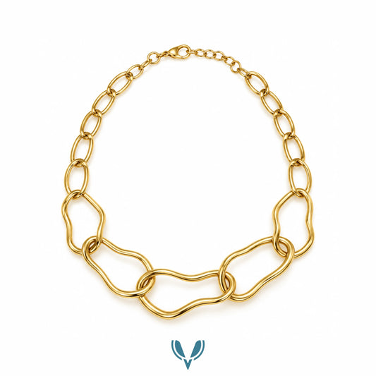 Gold Chunky Organic Link Chain Necklace