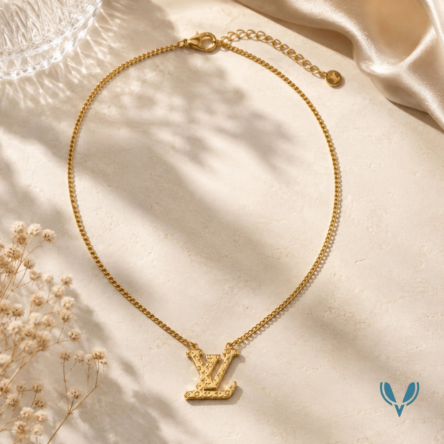 LV' Inspired Monogram Pendant Necklace