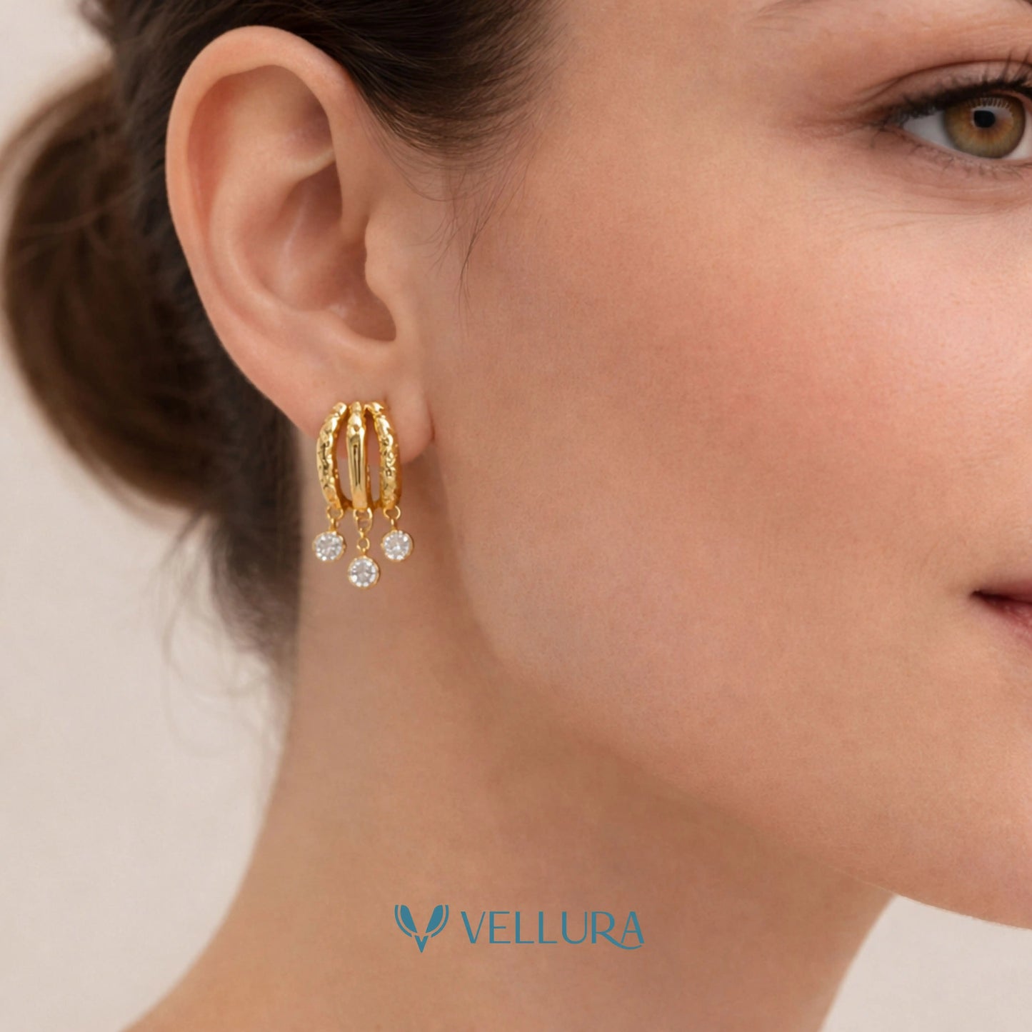 Hoop Earrings with Crystal Charms