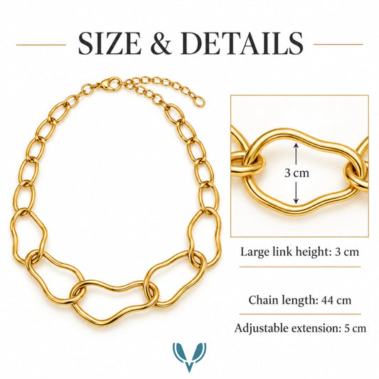 Gold Chunky Organic Link Chain Necklace