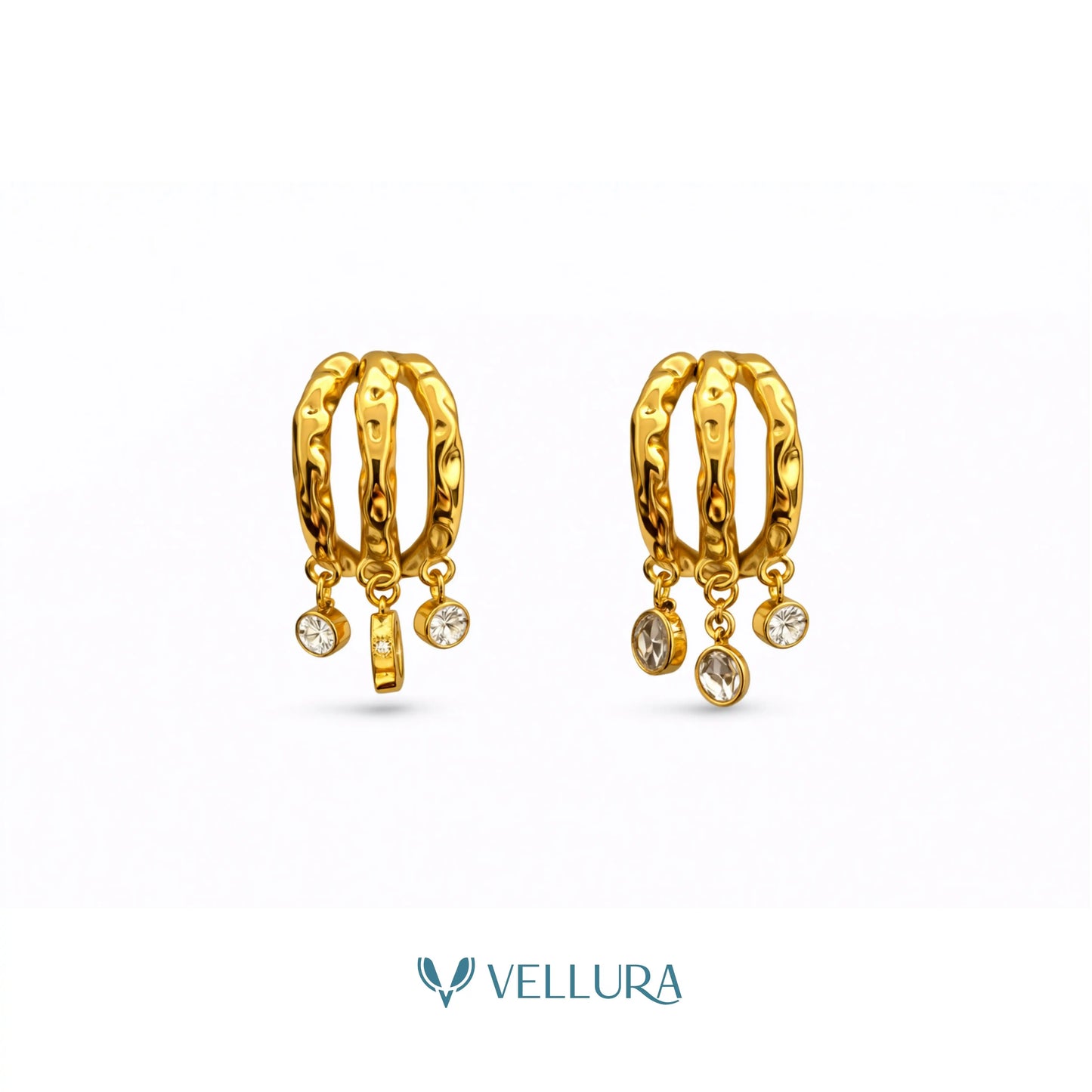 Hoop Earrings with Crystal Charms