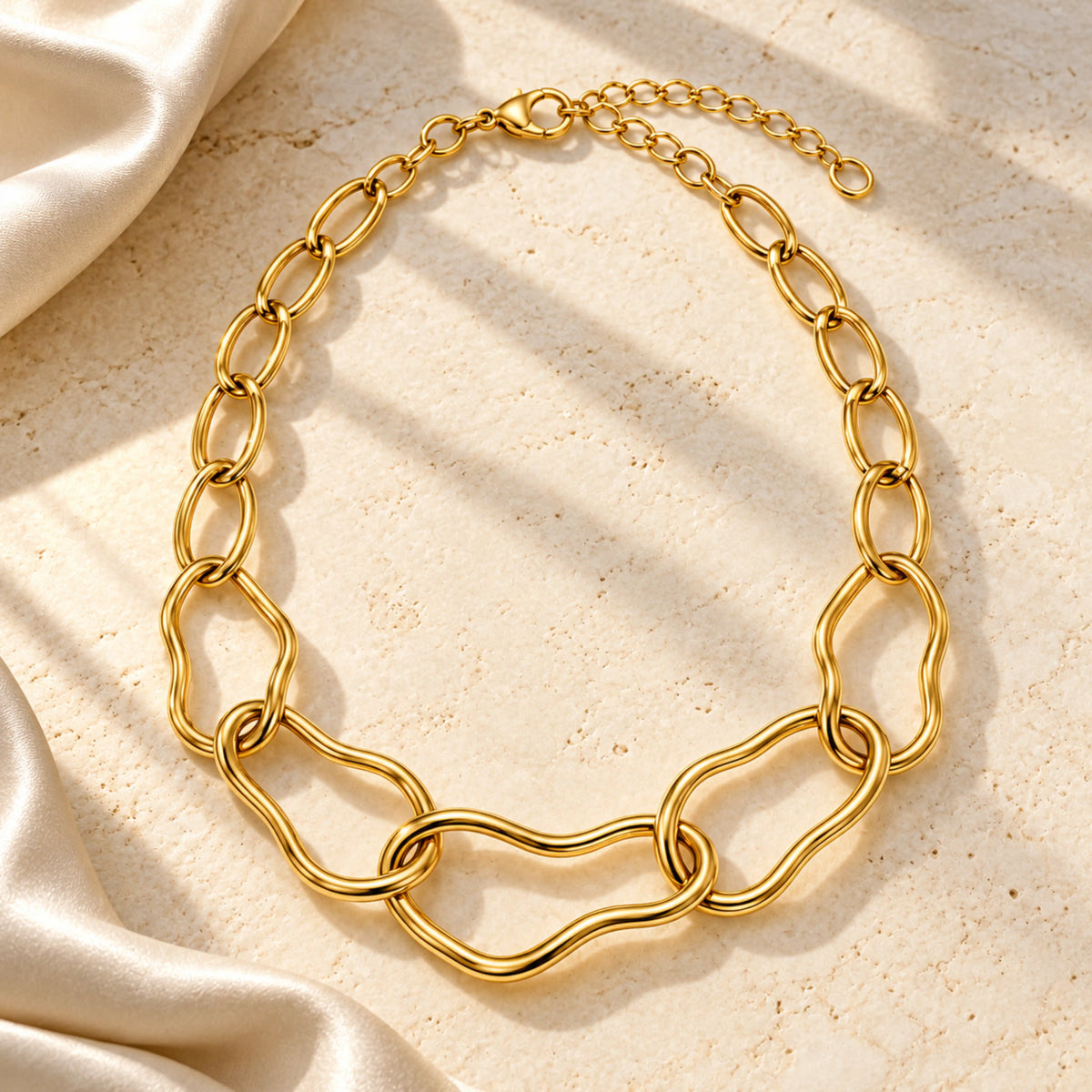 Gold Chunky Organic Link Chain Necklace