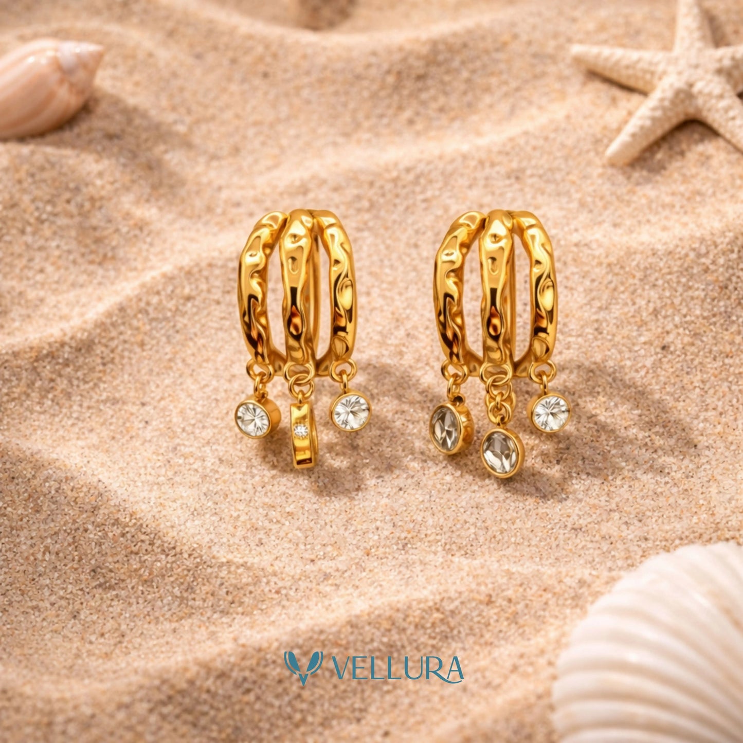 Hoop Earrings with Crystal Charms