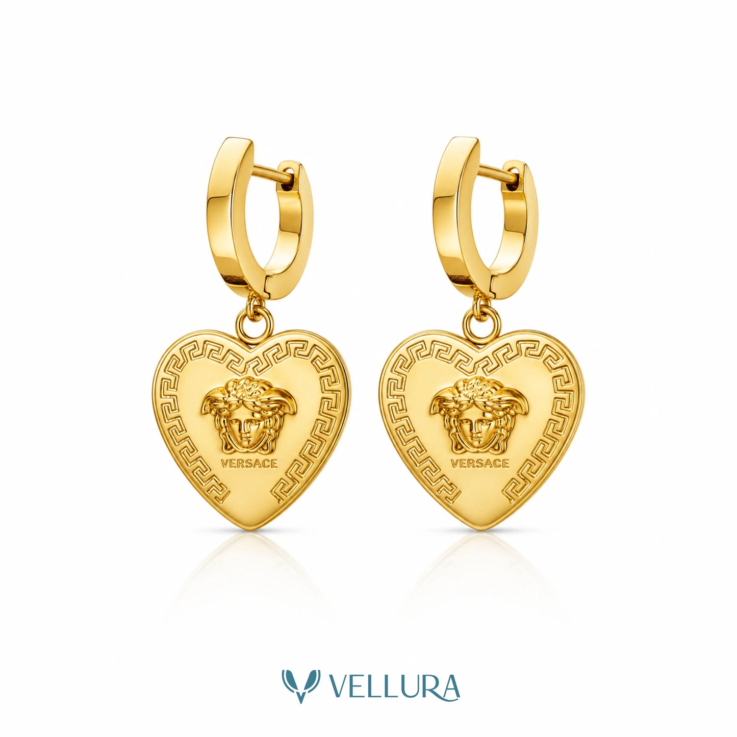 Medusa Necklace Set with Heart Earrings