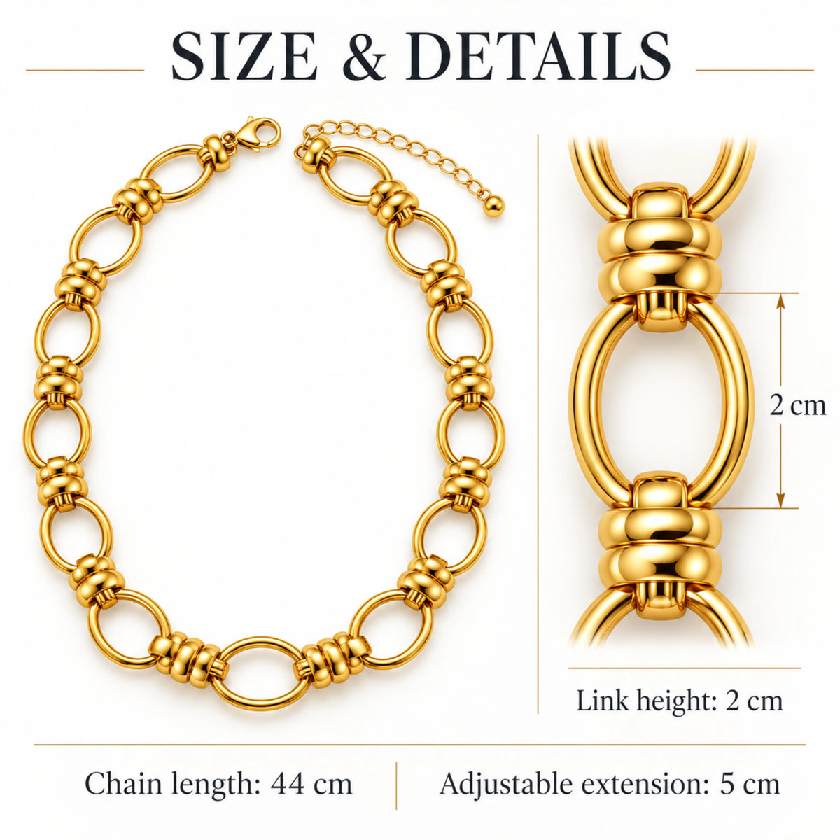 Gold Chunky Oval Link Chain Necklace