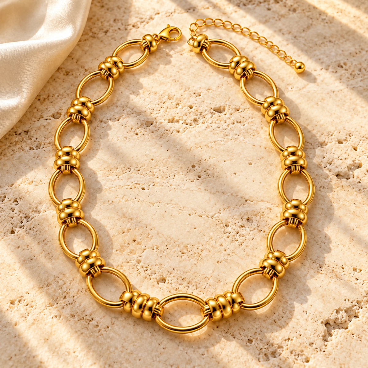 Gold Chunky Oval Link Chain Necklace