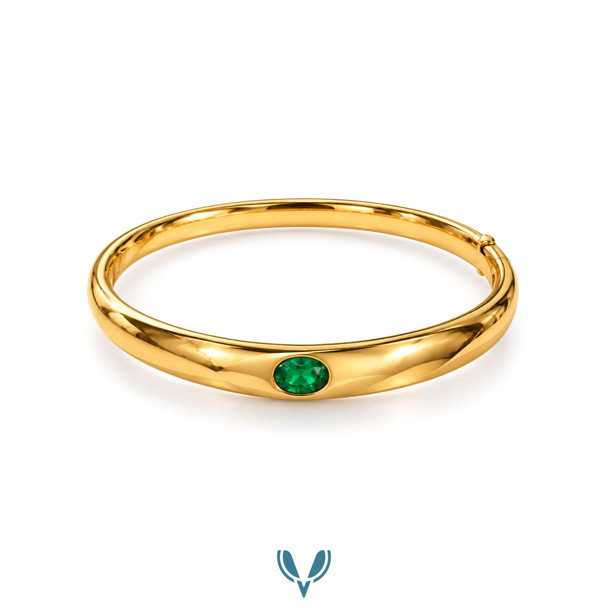 Emerald Green Stone Bangle Bracelet