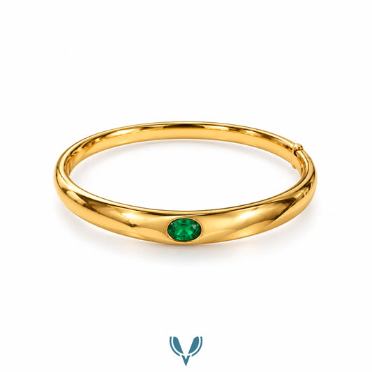 Emerald Green Stone Bangle Bracelet