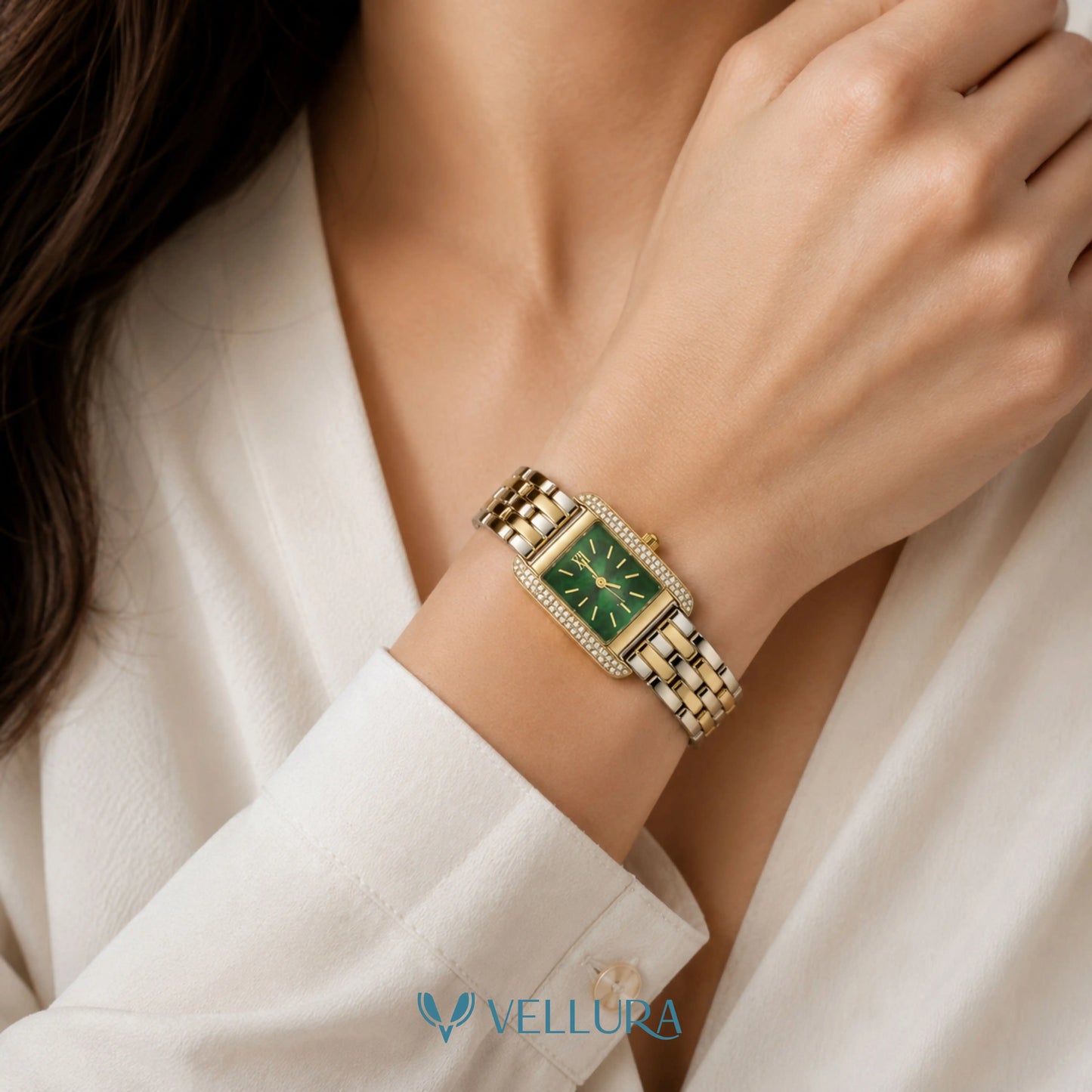 Emerald Luxe Dual Tone Watch