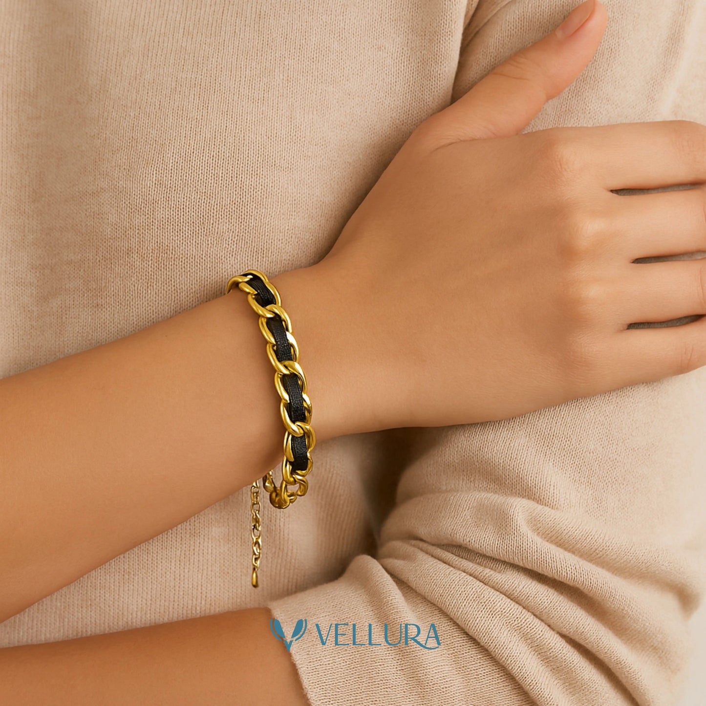 Gold & Black Chain Bracelet