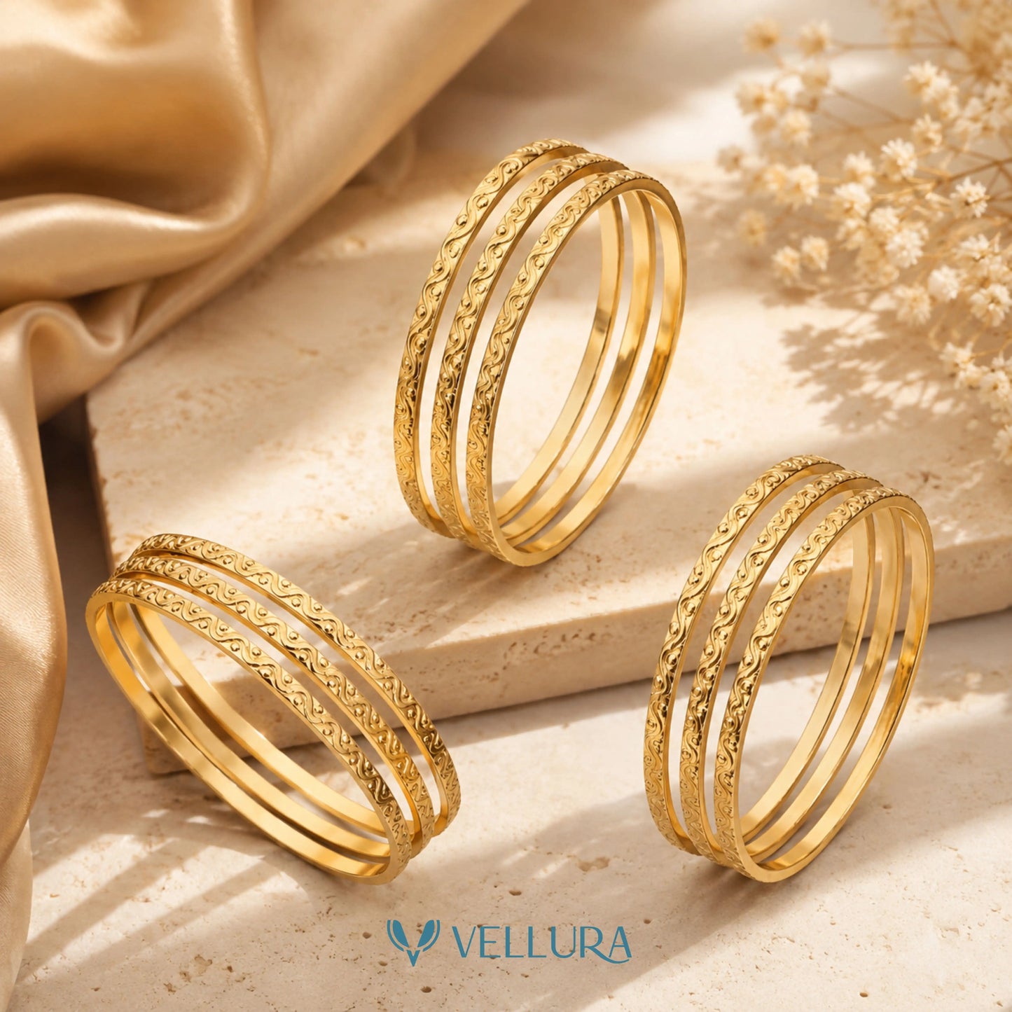 Gold Bangles (Set of 3)