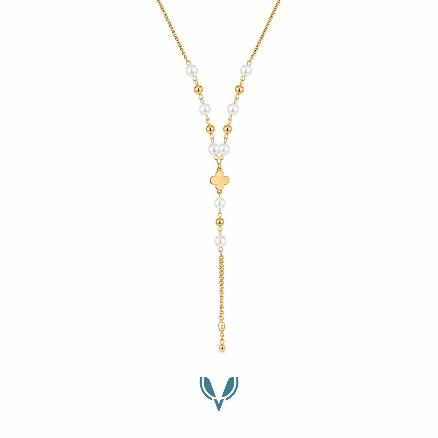 Pearl Clover Drop Necklace