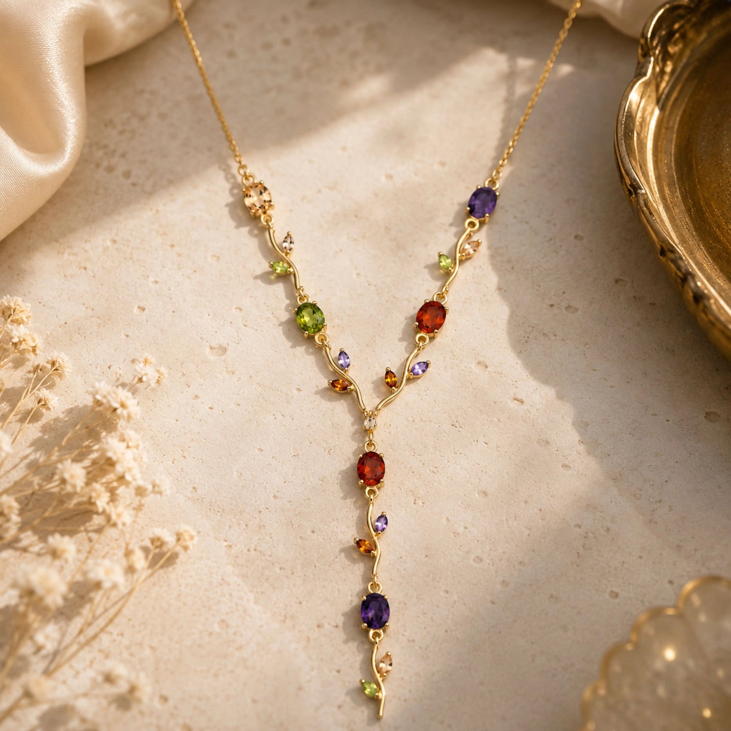 Multicolor CZ Floral Necklace