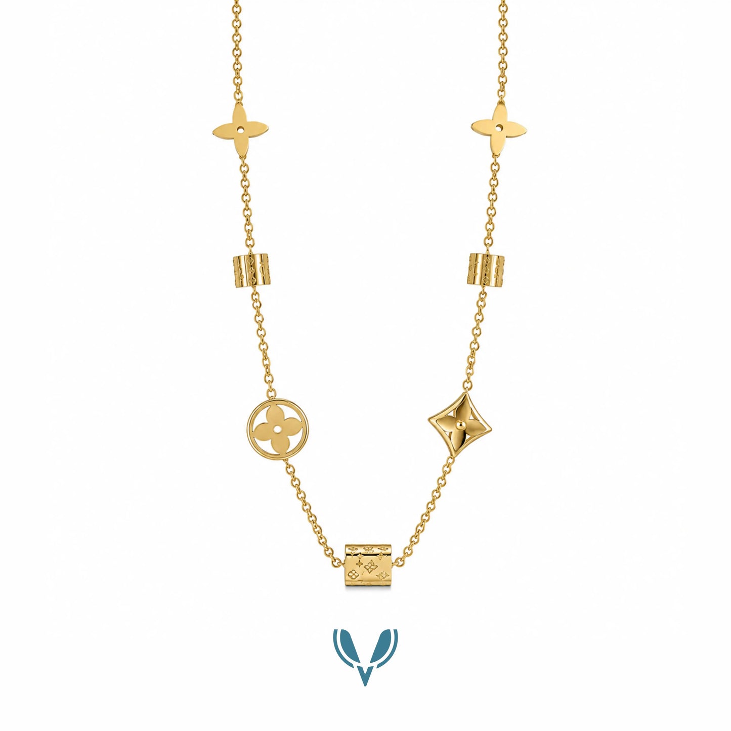 LV' Inspired Charm Necklace VEL-00012