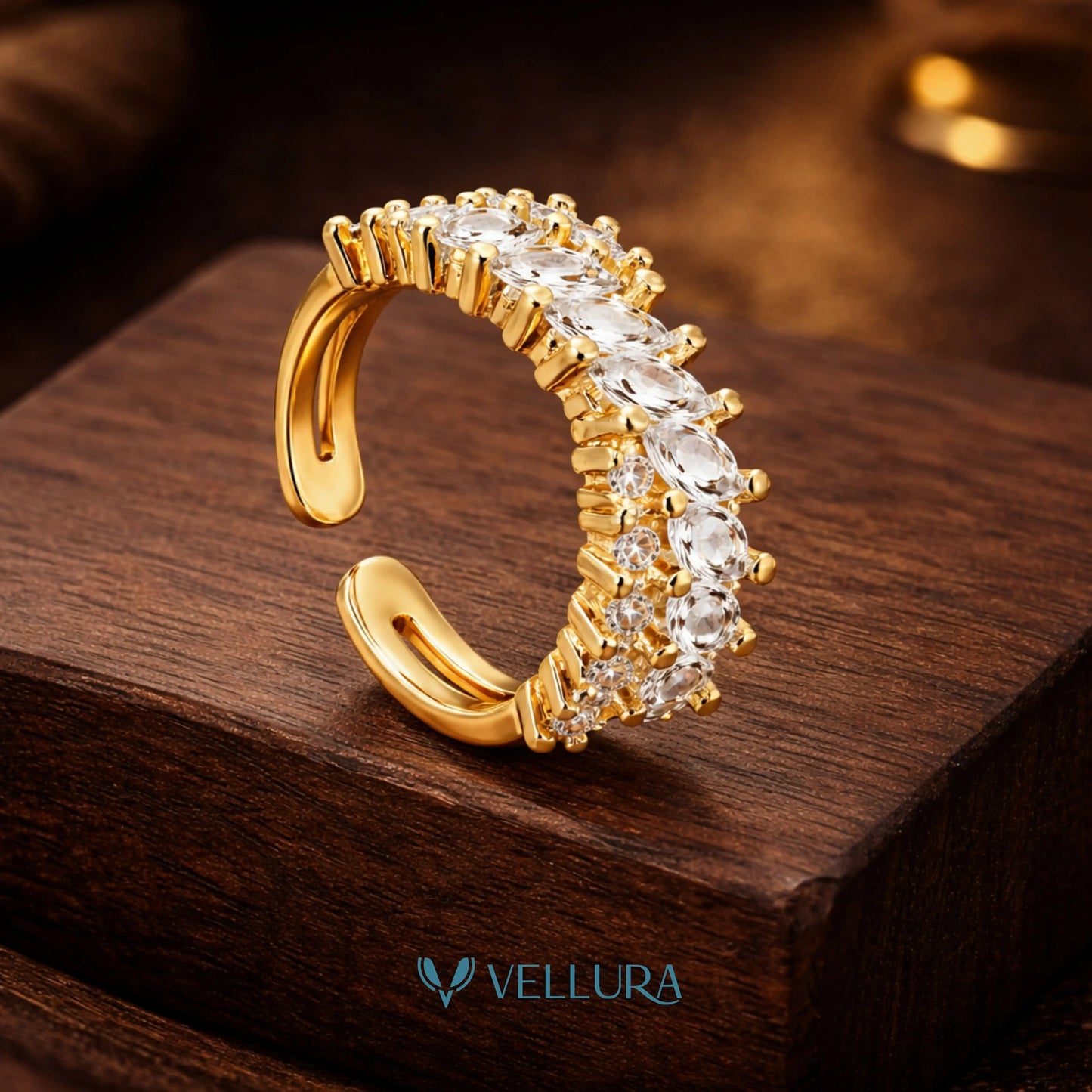 Wave Ring with Marquise Zircon Stones