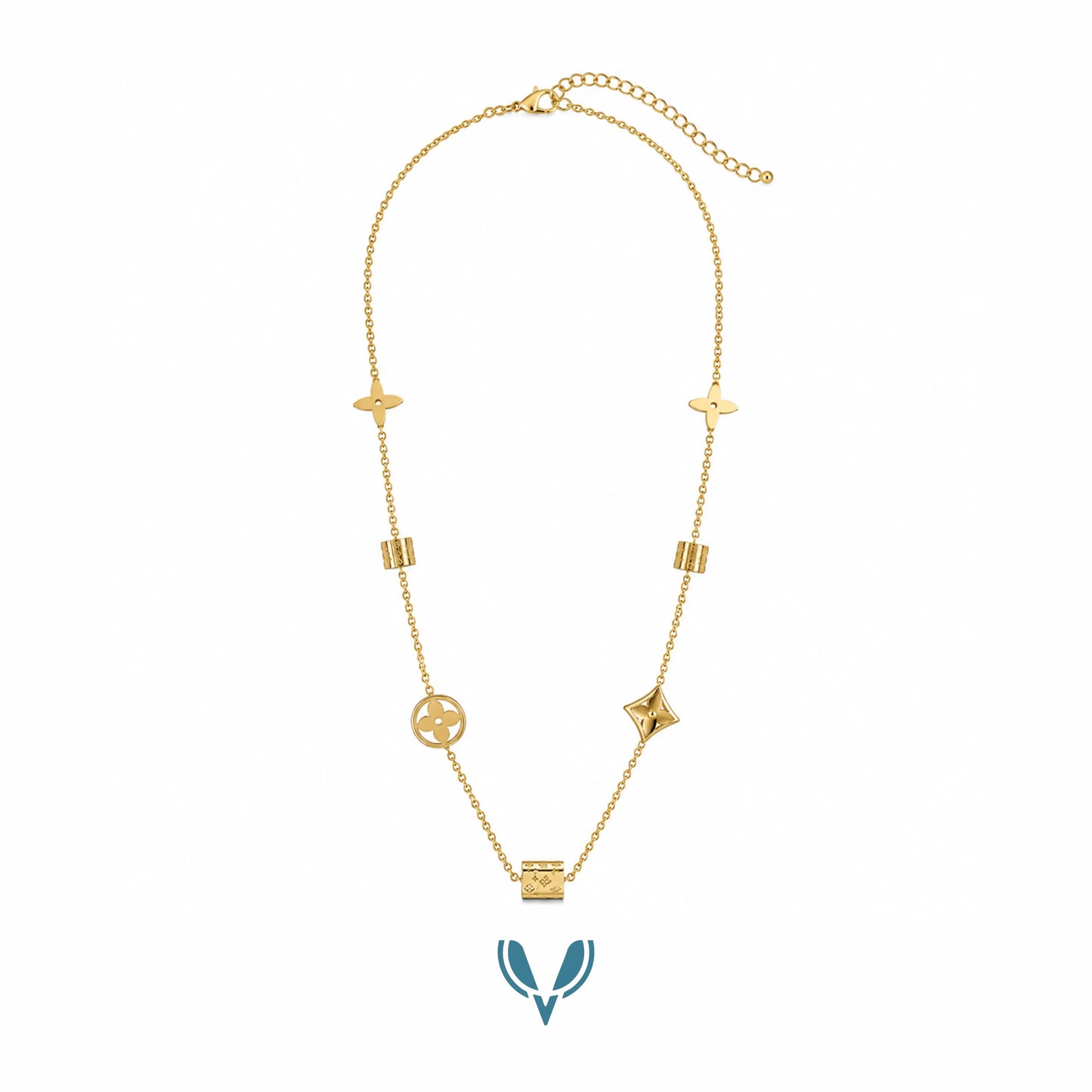 LV' Inspired Charm Necklace VEL-00012