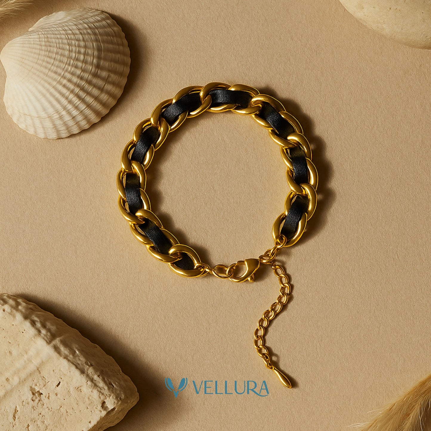 Gold & Black Chain Bracelet
