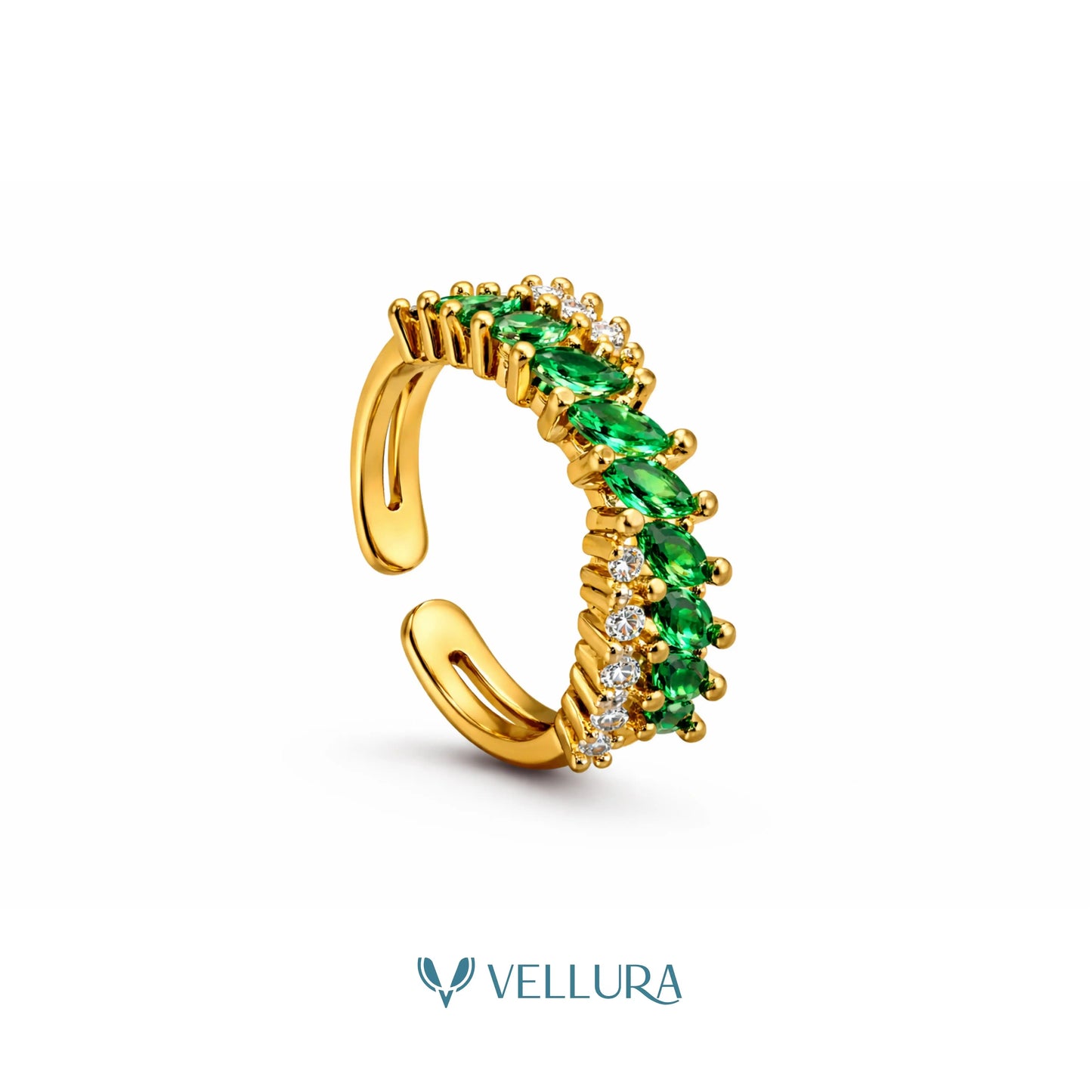 Wave Ring with Marquise Zircon Stones