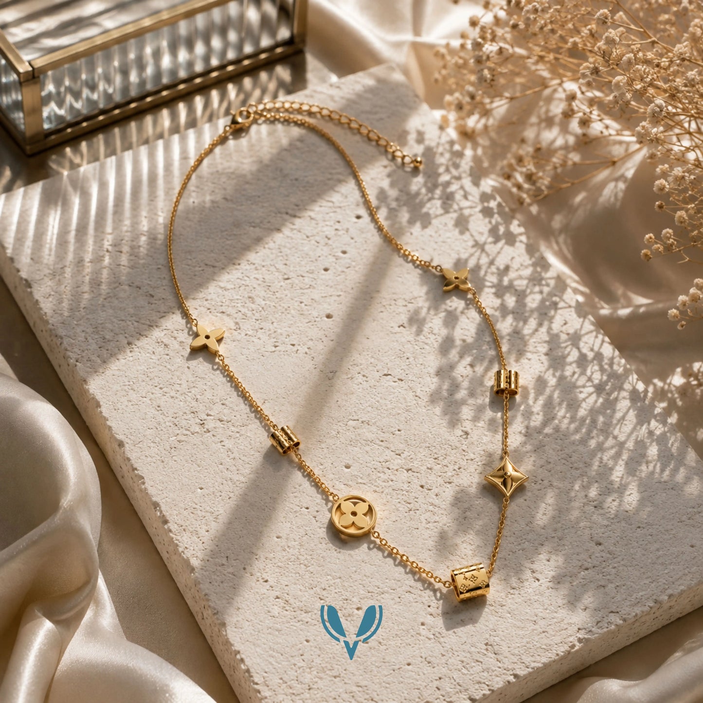 LV' Inspired Charm Necklace VEL-00012