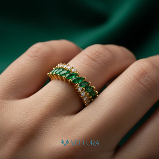 Wave Ring with Marquise Zircon Stones