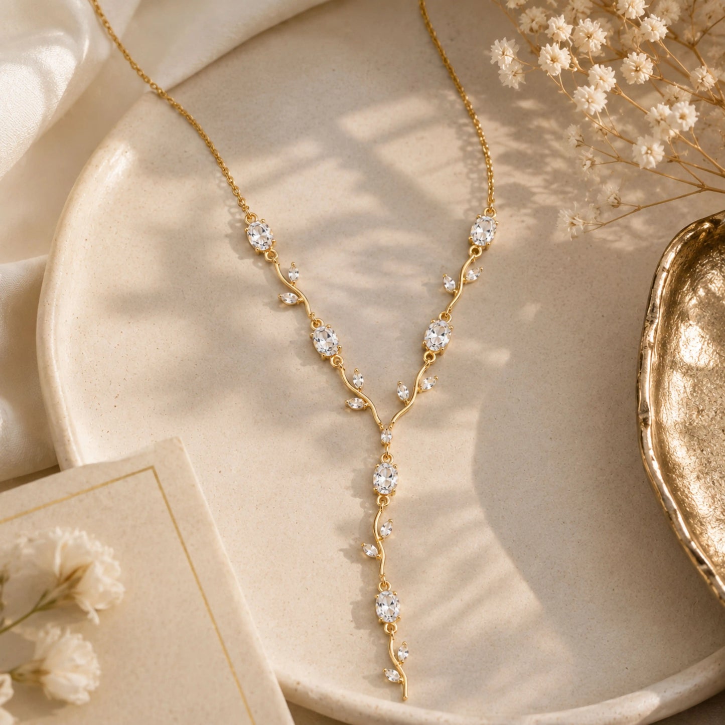White CZ Floral Necklace