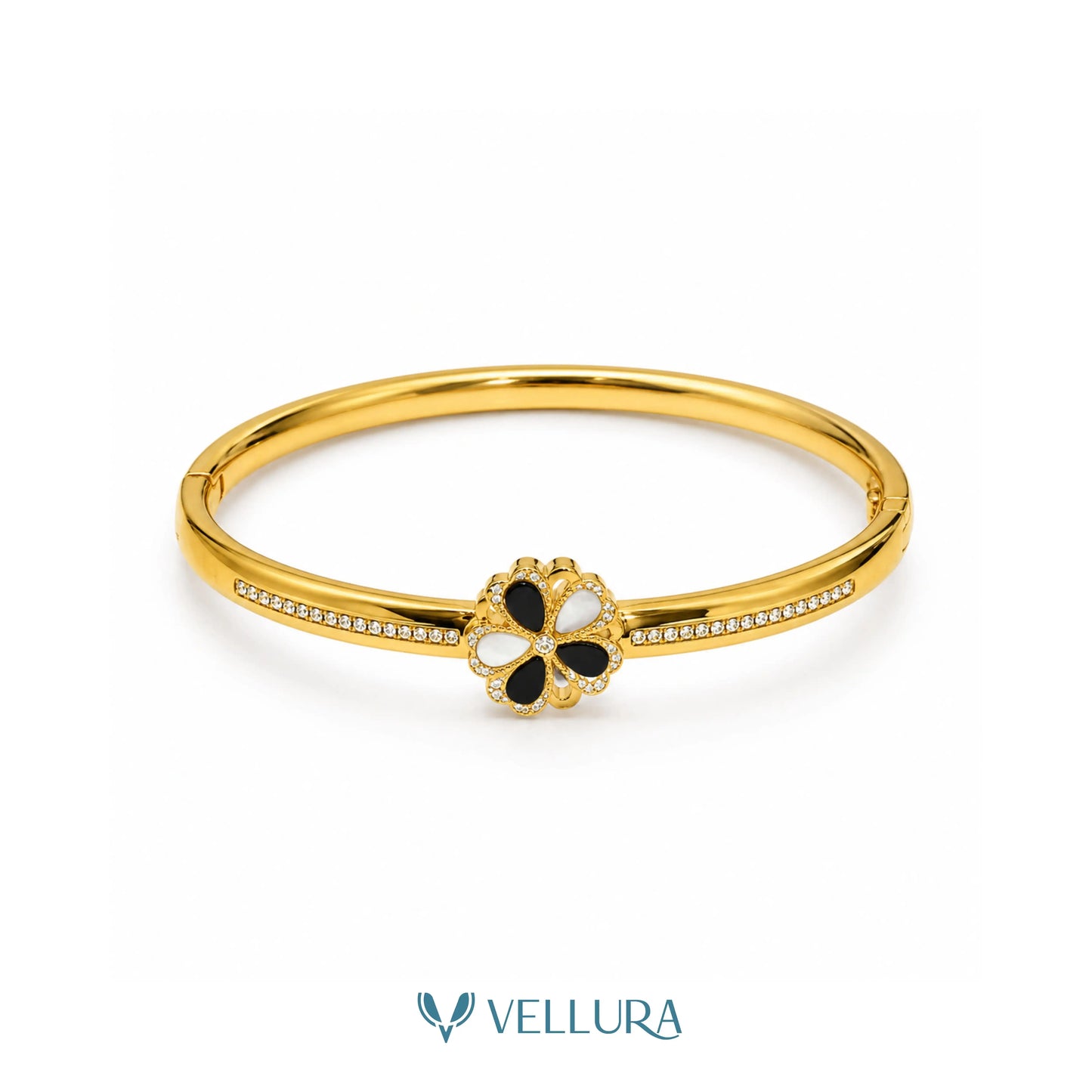 Dual Tone Floral Crystal Bracelet