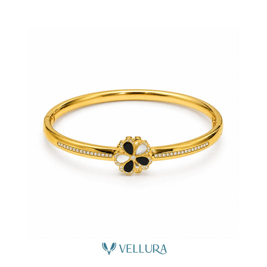 Dual Tone Floral Crystal Bracelet