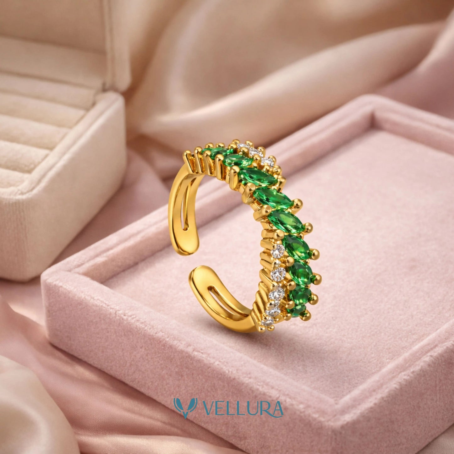 Wave Ring with Marquise Zircon Stones