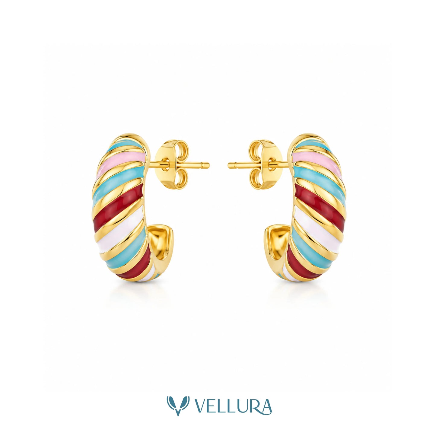 Multicolor Enamel Hoop Earrings
