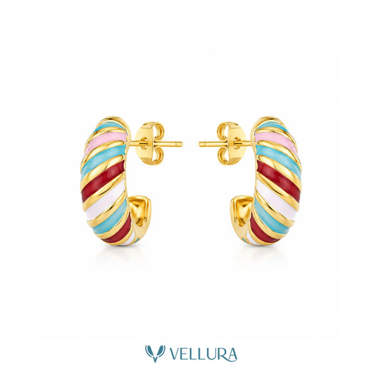 Multicolor Enamel Hoop Earrings
