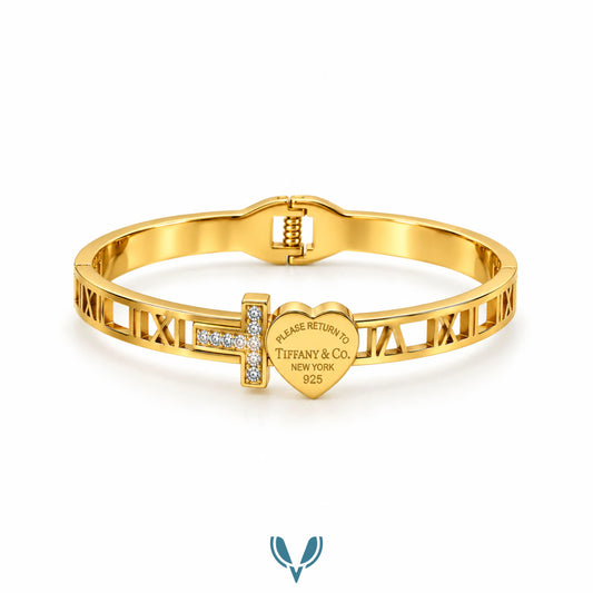 CZ Roman Numeral Bangle Bracelet