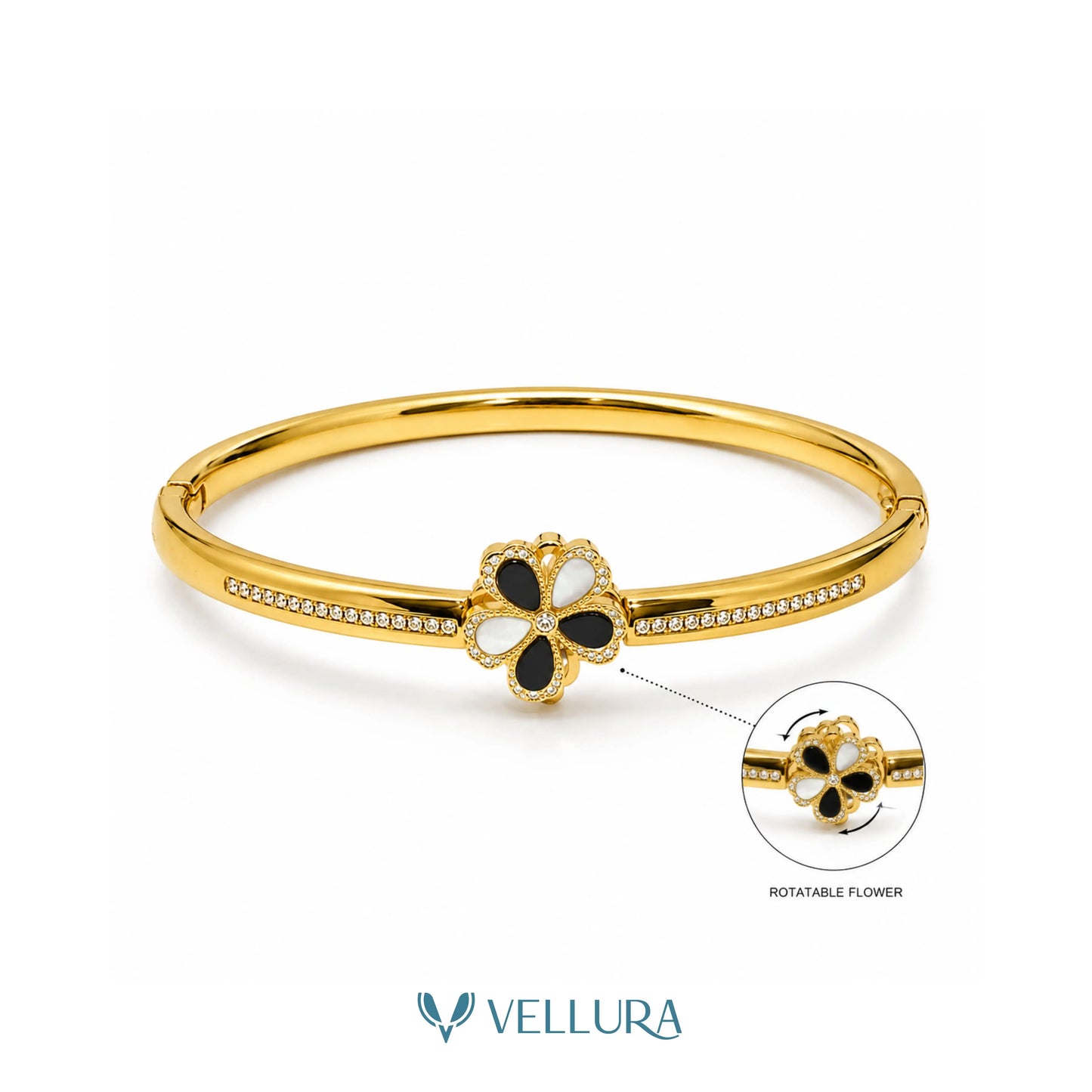 Dual Tone Floral Crystal Bracelet
