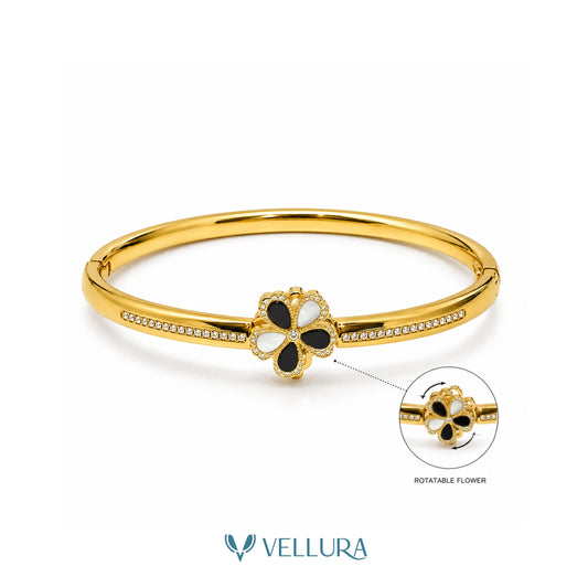 Dual Tone Floral Crystal Bracelet