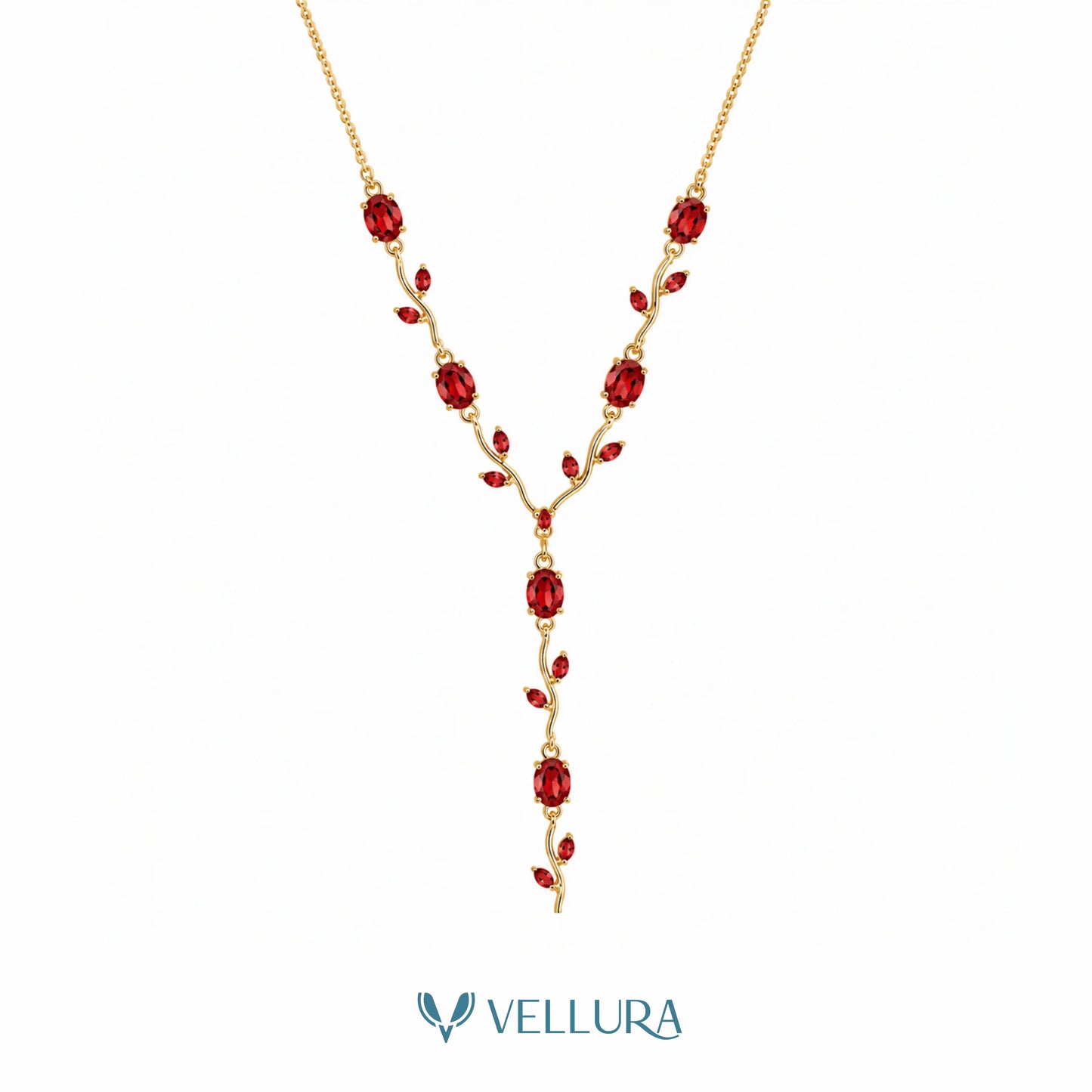 Red CZ Floral Necklace