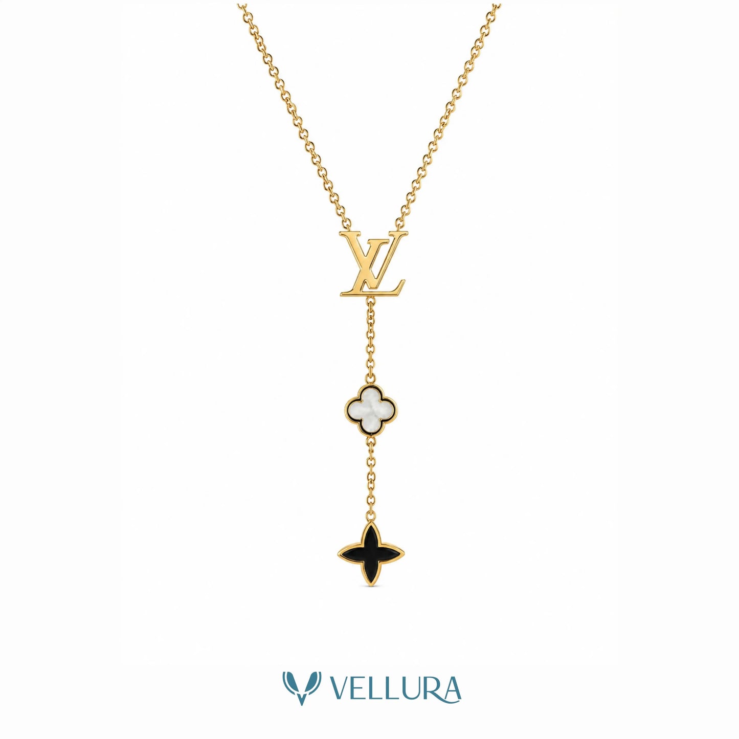 LV Inspired Clover Drop Pendant Necklace
