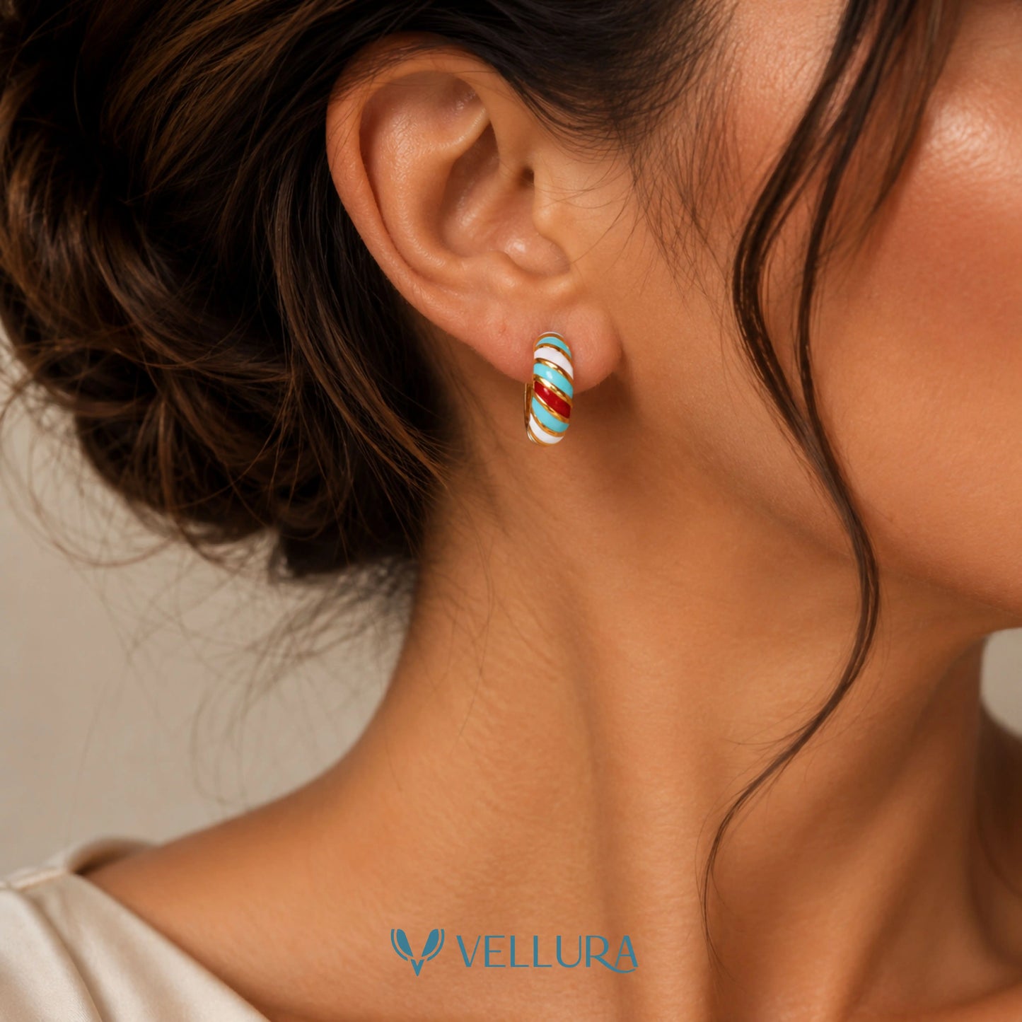 Multicolor Enamel Hoop Earrings