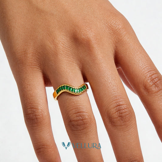 Wave Ring with Baguette Zircon