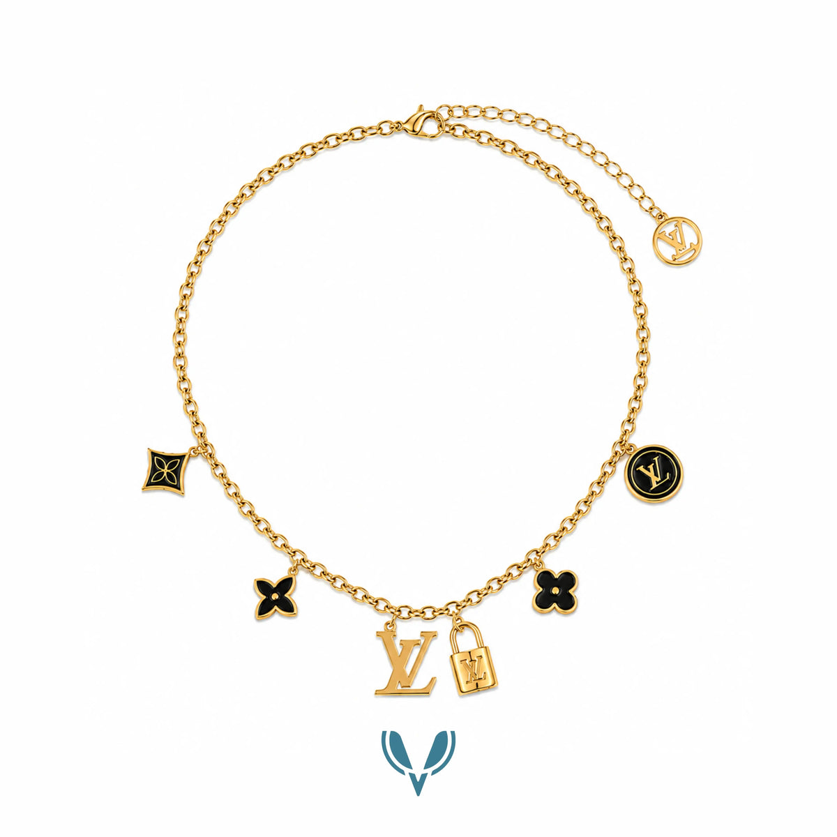 LV' Inspired Charm Necklace VEL-00013