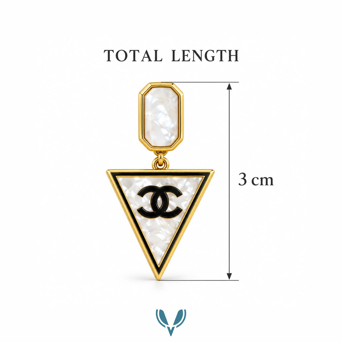 Gold & White Mother of Pearl Triangle Drop Earrings
