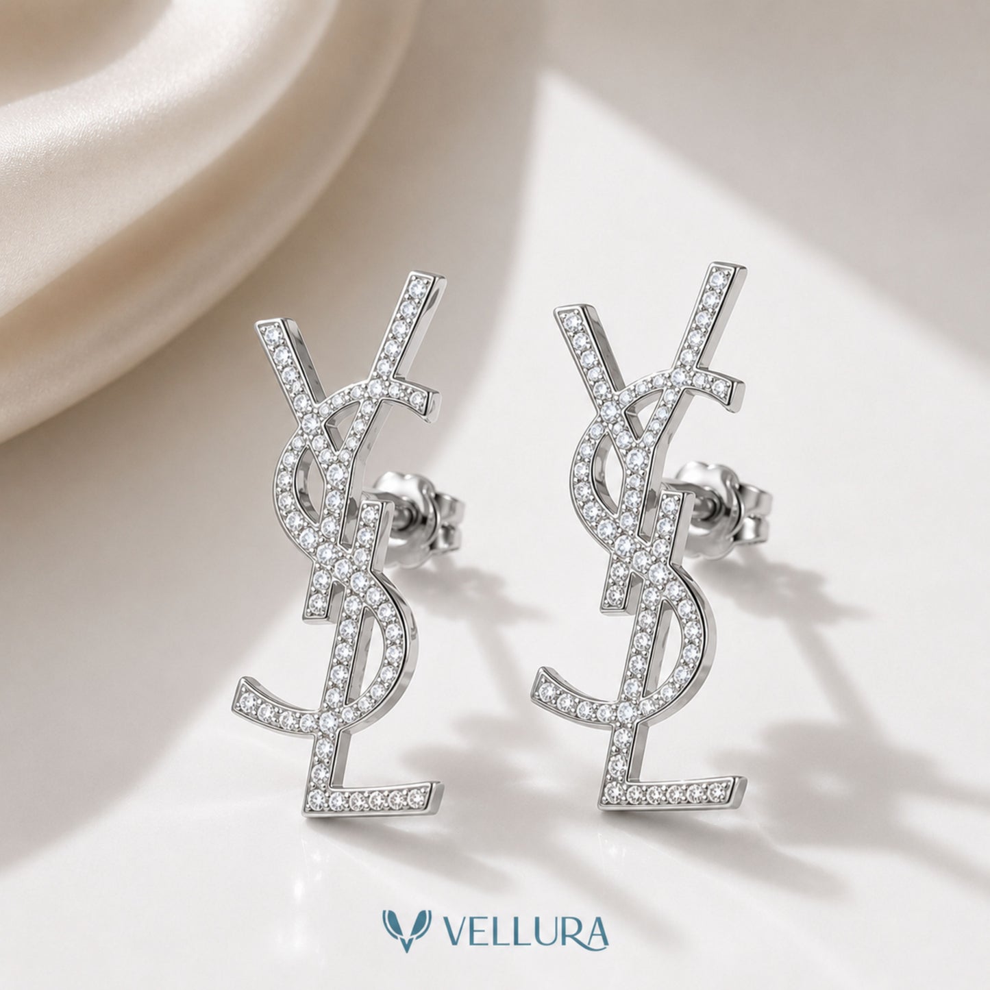 YSL Inspired Studded Silver Earrings